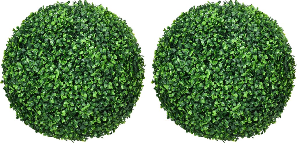 HOMCOM Jogo de 2 Bolas Topiárias Artificiais de Buxo Ø40 cm com Proteção UV para Interior e Exterior Verde | Aosom Portugal