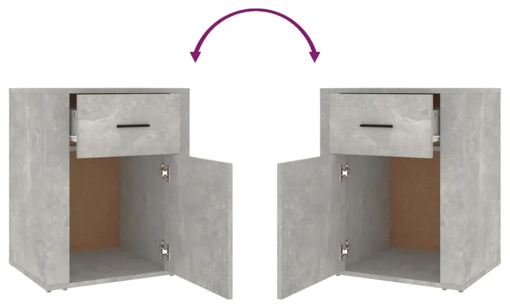 Mesa de cabeceira 50x36x60 cm derivados madeira cinza cimento
