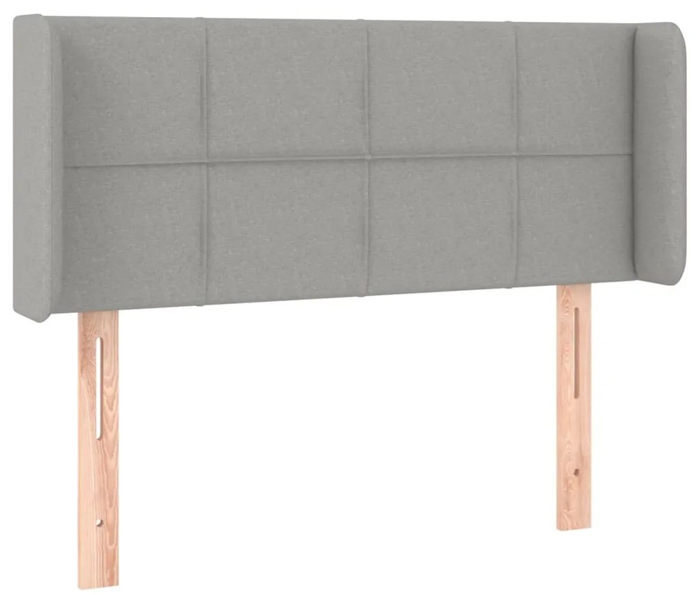 Cabeceira de cama c/ luzes LED tecido 83x16x78/88cm cinza-claro