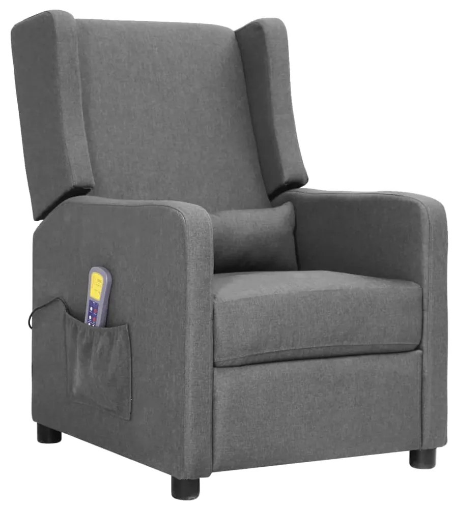 339010 vidaXL Poltrona de massagens tecido cinzento-claro