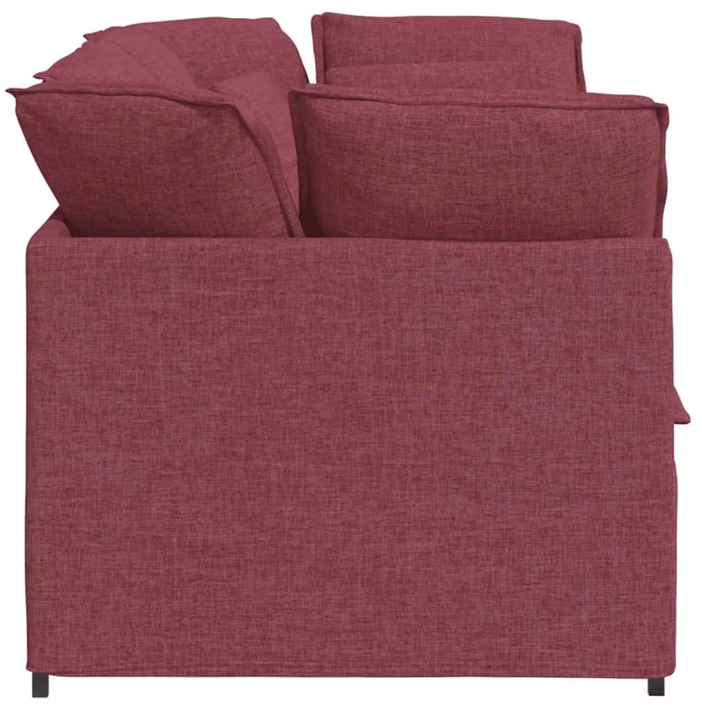 Sofá modular com almofadas tecido vermelho tinto
