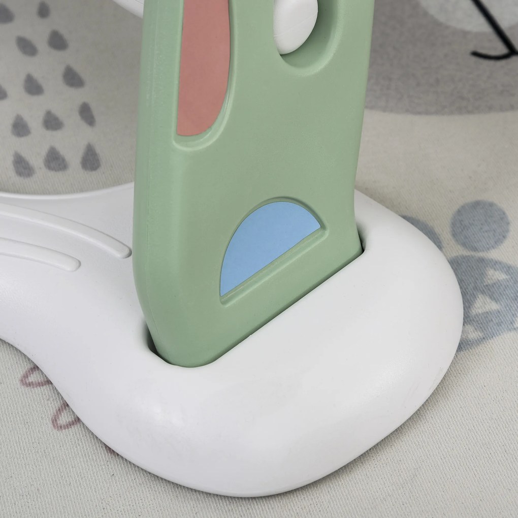 HOMCOM Escorrega infantil para crianças acima de 2 anos com cesta de basquete Interior e exterior carga 25 kg Acessórios incluídos 160x35x68 cm Verde e Branco