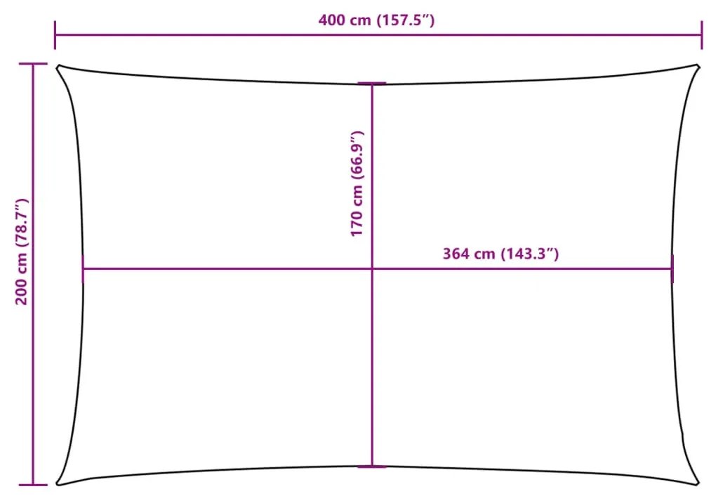 Para-sol estilo vela tecido oxford retangular 2x4 m azul
