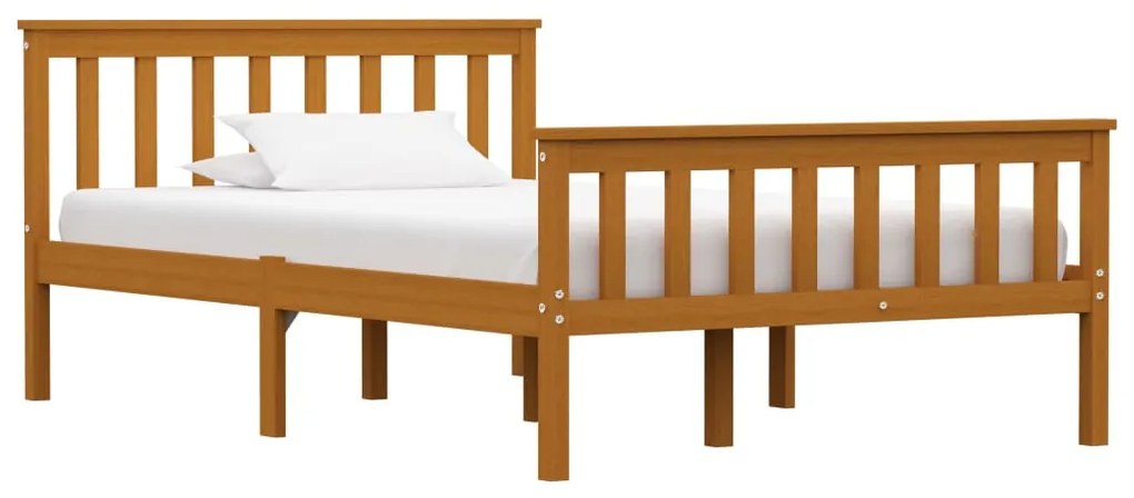 vidaXL Estrutura de cama 120x200 cm pinho maciço castanho mel