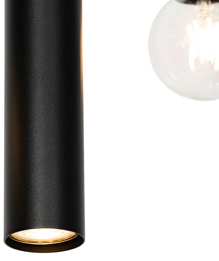 Candeeiro de suspensão design preto oval 7 luzes - Tuba Design