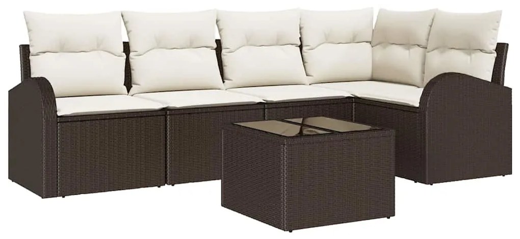Conjunto de Sofá de Jardim 6 Peças com Almofadas Cinzas em Rattan Sint