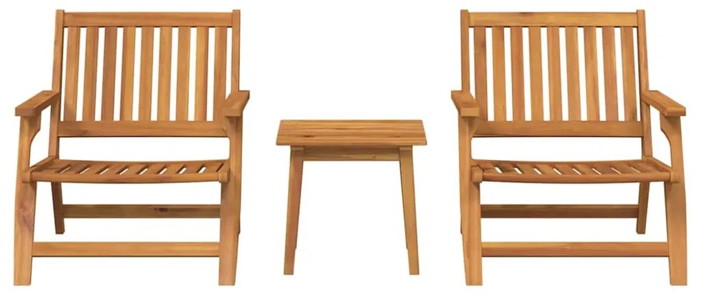 Conjunto de Cadeiras de Jardim com Mesa de Madeira Sólida de Acácia -