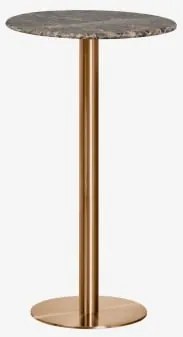 Mesa Alta De Bar Redonda Ø60 Cm Em Pedra Natural Xiren Mármore Castanho Emperador - Ouro Rosa Escovado - Sklum