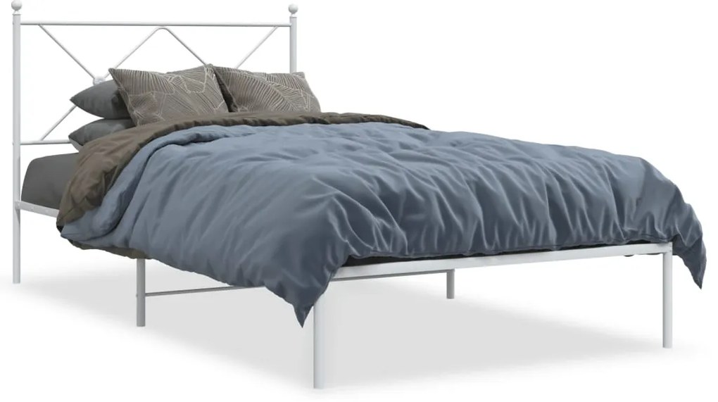 Estrutura de cama com cabeceira 100x190 cm metal branco