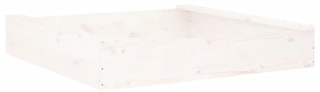 Caixa de areia quadrada com assentos pinho maciço branco