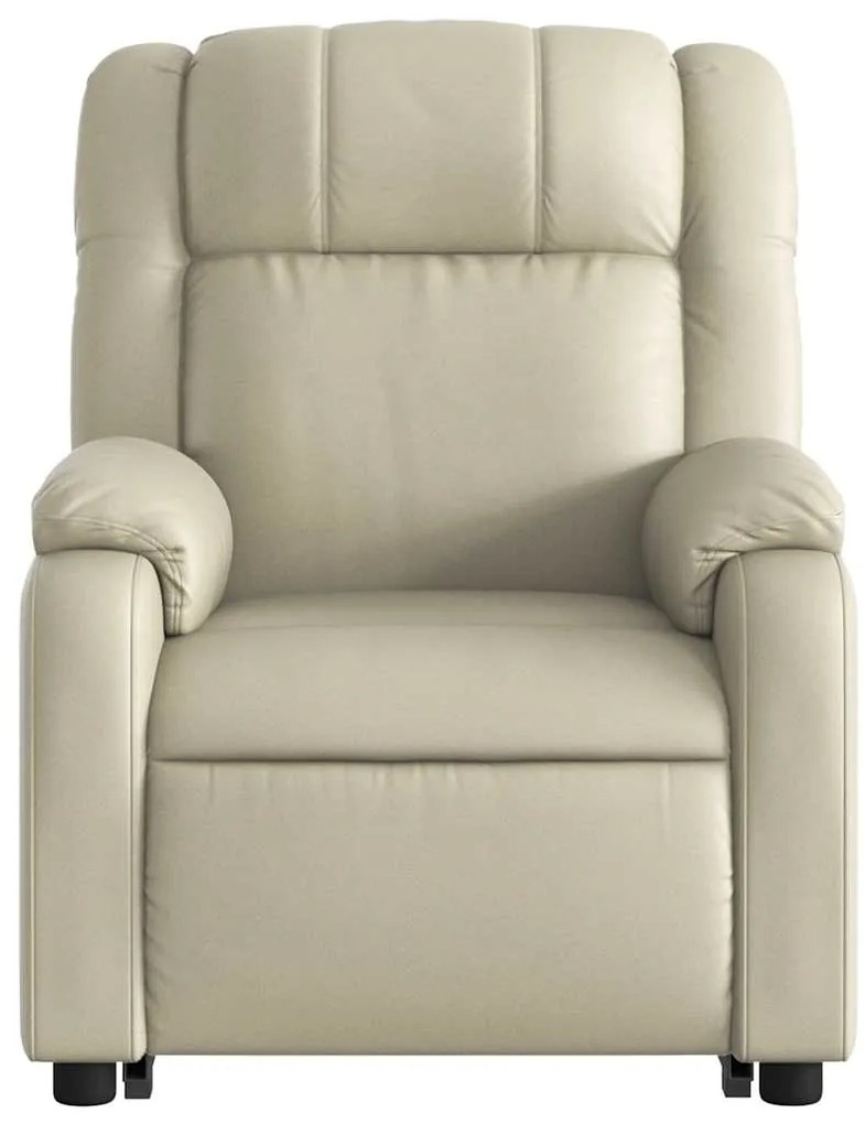 Poltrona reclinável elevatória elétrica couro artificial creme
