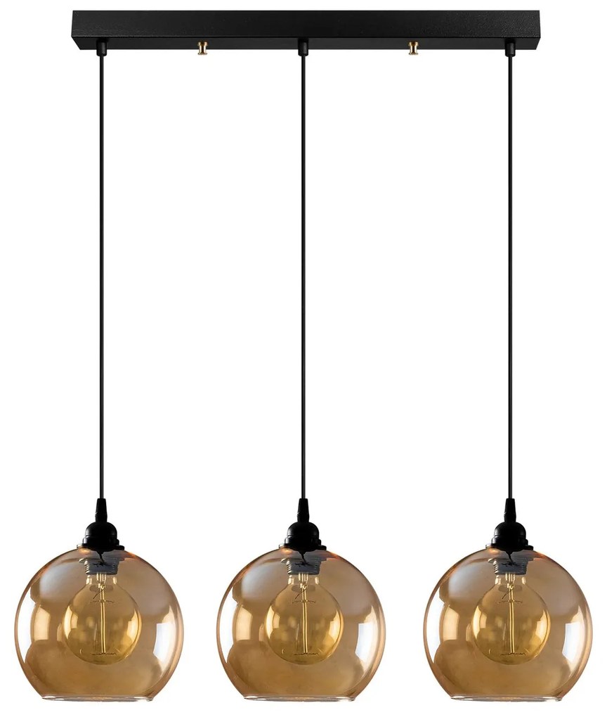 Candeeiro Suspenso Gold – Dourado e Preto – 70 x 20 cm