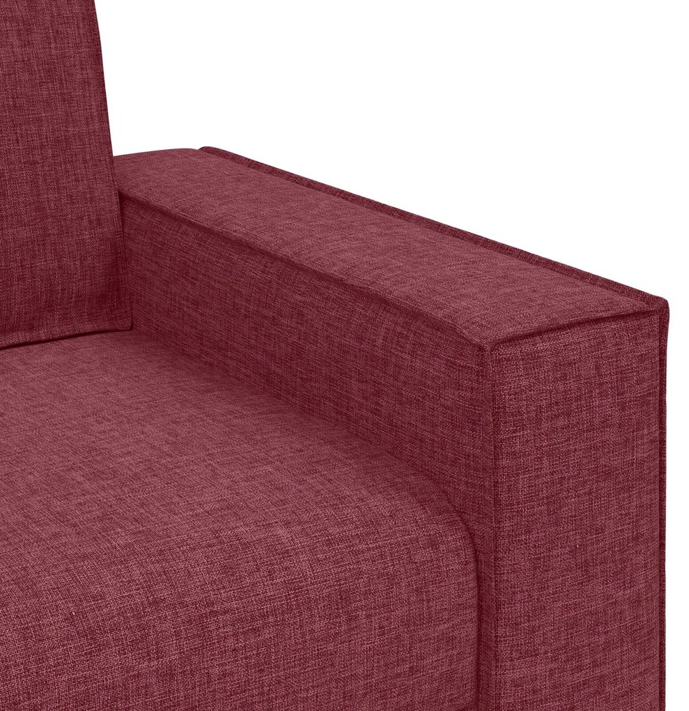 Conjunto de Sofá de 3 Peças com Almofadas Vermelho Vinho