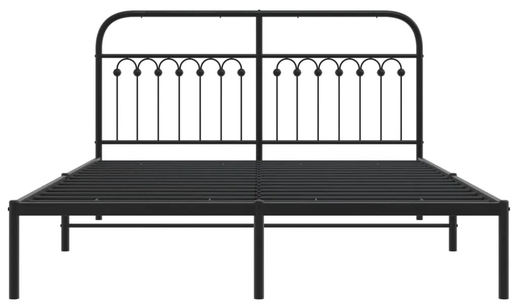 Estrutura de cama em metal com cabeceira 150x200 cm preto