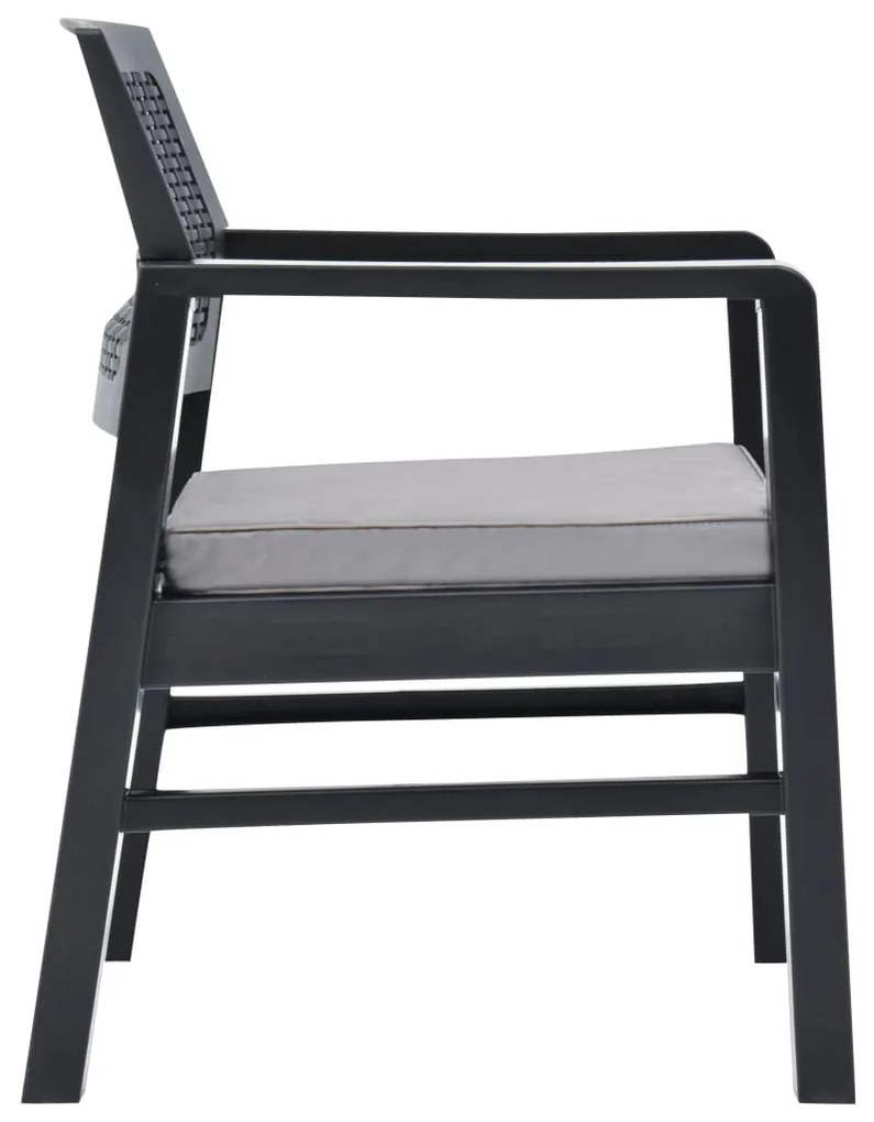 Conjunto lounge para jardim 3 pcs plástico antracite