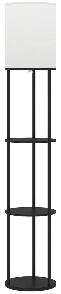 Candeeiro de Pé com Prateleiras 3 Temperaturas de Cor Controlo Remoto e Casquilho E27 Ø29x158 cm Preto