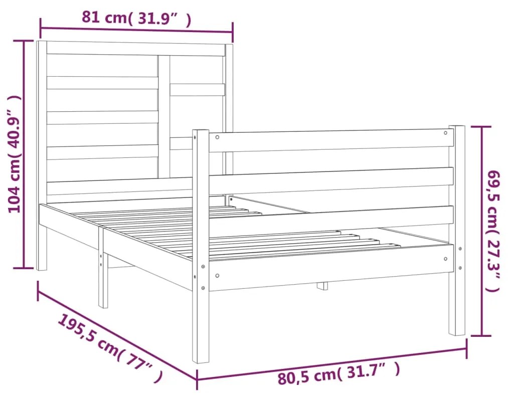 Estrutura cama pequena solteiro 75x190 cm madeira maciça