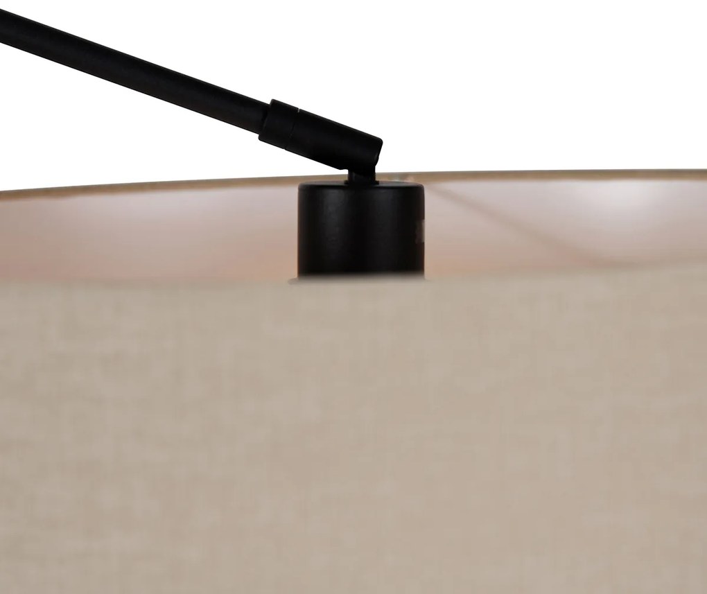 Candeeiro de pé preto com cúpula castanho claro 50 cm ajustável - Editor Design,Moderno