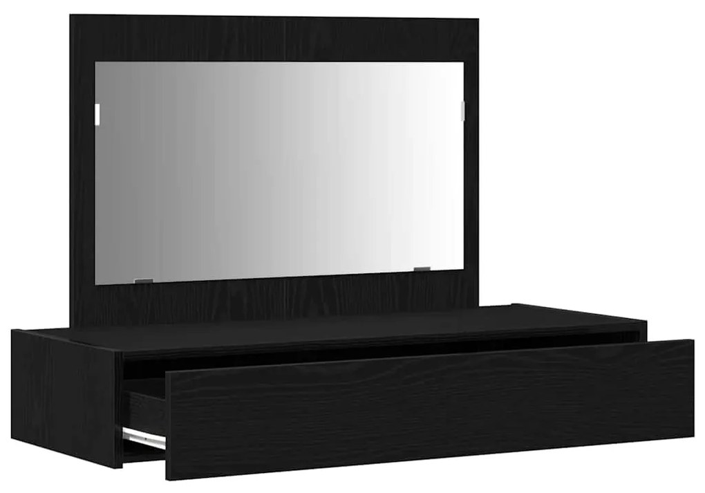 Mesa de Maquiagem de Parede em Carvalho Preto, 100x40x70 cm