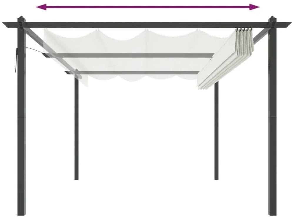 Gazebo de jardim com telhado retrátil 4x3 m cor creme