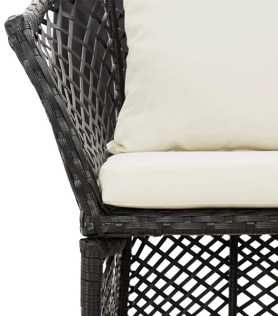 2 pcs conjunto lounge de jardim c/ almofadões vime PE preto
