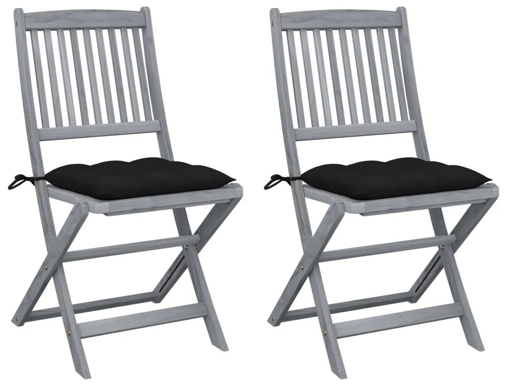 vidaXL Cadeiras exterior dobráveis c/ almofadões 2 pcs acácia maciça