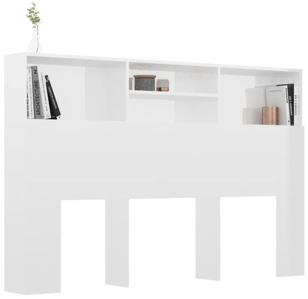 Armário de cabeceira 160x19x103,5 cm branco brilhante