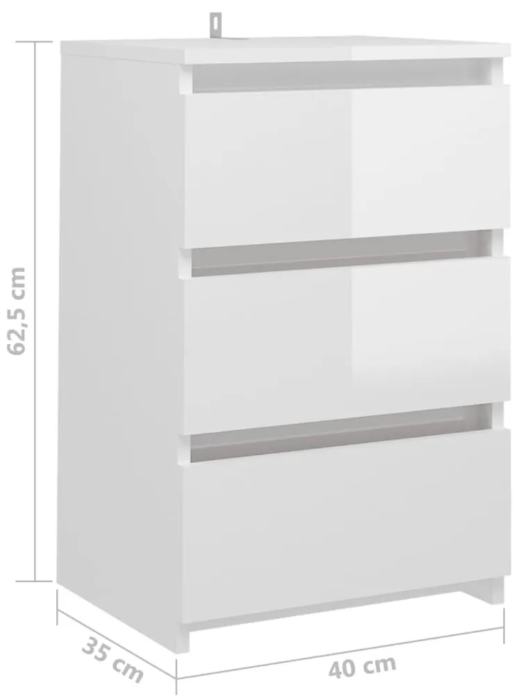 Mesas cabeceira 2 pcs derivados de madeira branco brilhante