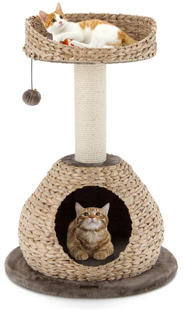 Arranhador para Gatos 70,5 cm com Posto de Acção do Gato Sisal Natural Torre do Gato com Brinquedo de Bolas