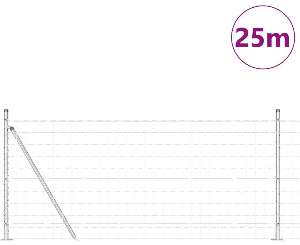 Cerca Euro com 13 Postes Flangeados 0.8x25 m Aço Galvanizado
