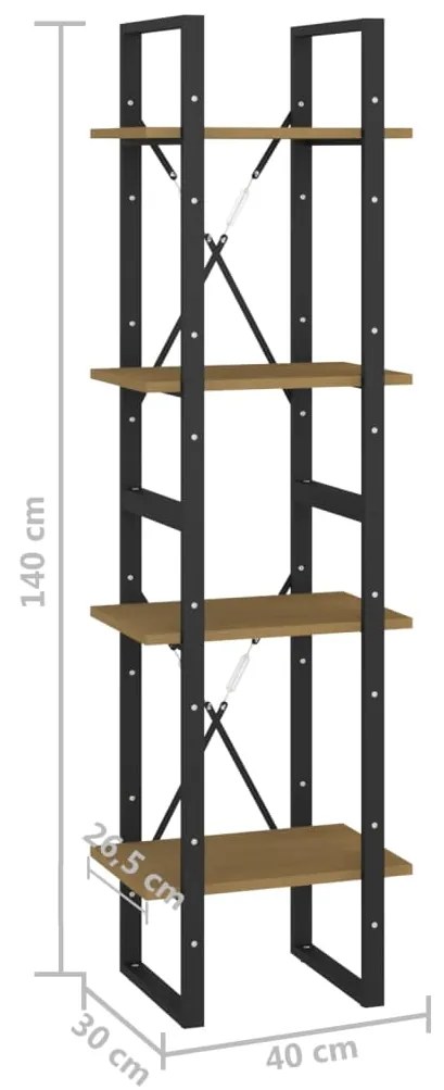 Estante com 4 prateleiras 40x30x140 cm pinho maciço castanho