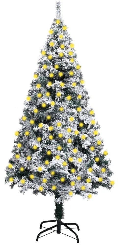 vidaXL Árvore Natal artificial pré-iluminada c/flocos neve 210cm verde