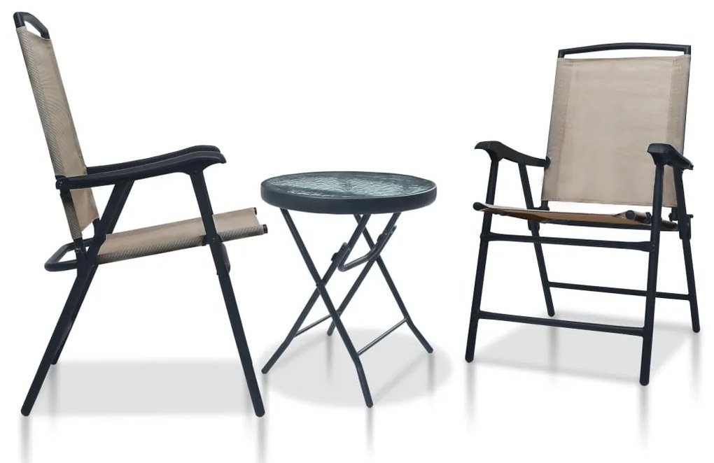3 pcs conjunto de bistrô aço cinzento-acastanhado