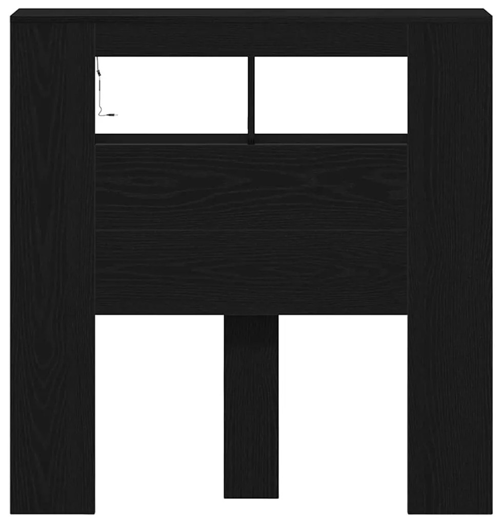 Cabeceira de Armazenamento vidaXL com Luzes LED Carvalho Preto 100x18,