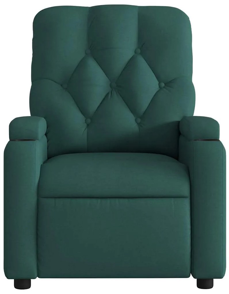 Poltrona de massagens reclinável tecido verde-escuro