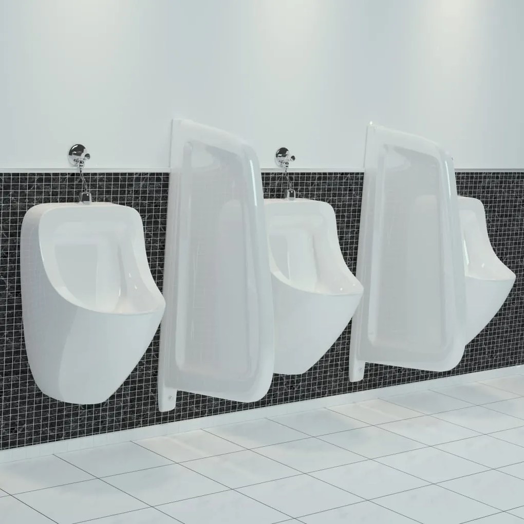 vidaXL Divisória de privacidade p/ urinol de parede cerâmica branco