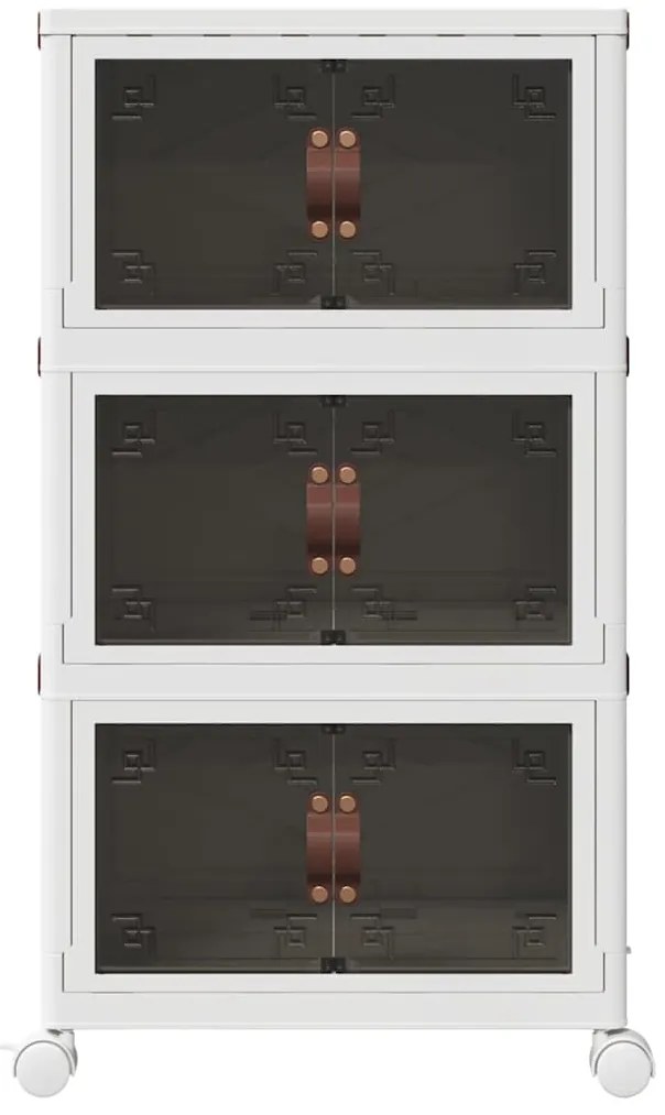 Caixa de arrumação empilhável rodas 3camadas 28L 48,5x29,5x86cm