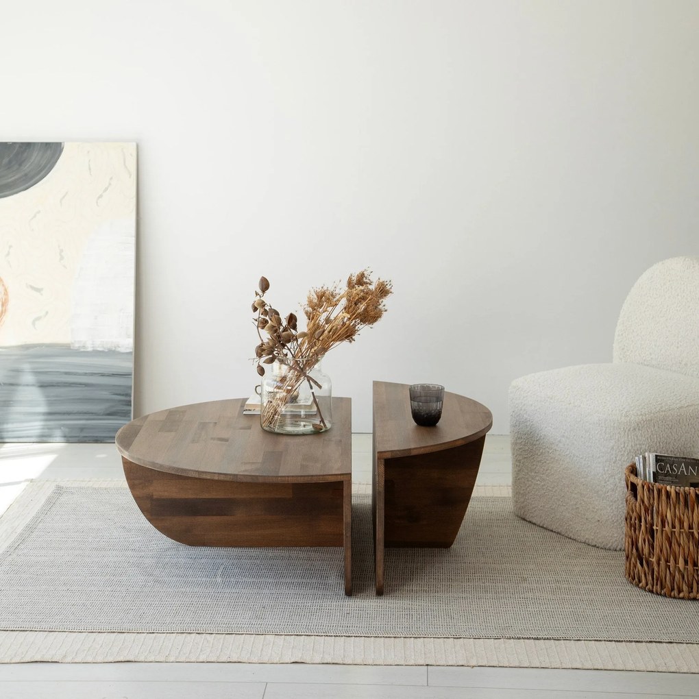 Conjunto de Mesas de Café Podium - Cor Nogueira - 90x30x60cm e 85x30x3