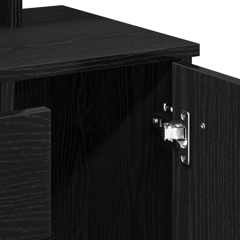 Mesa de Maquilhagem em Carvalho Preto com Espelho - 86,5 x 35 x 136 cm