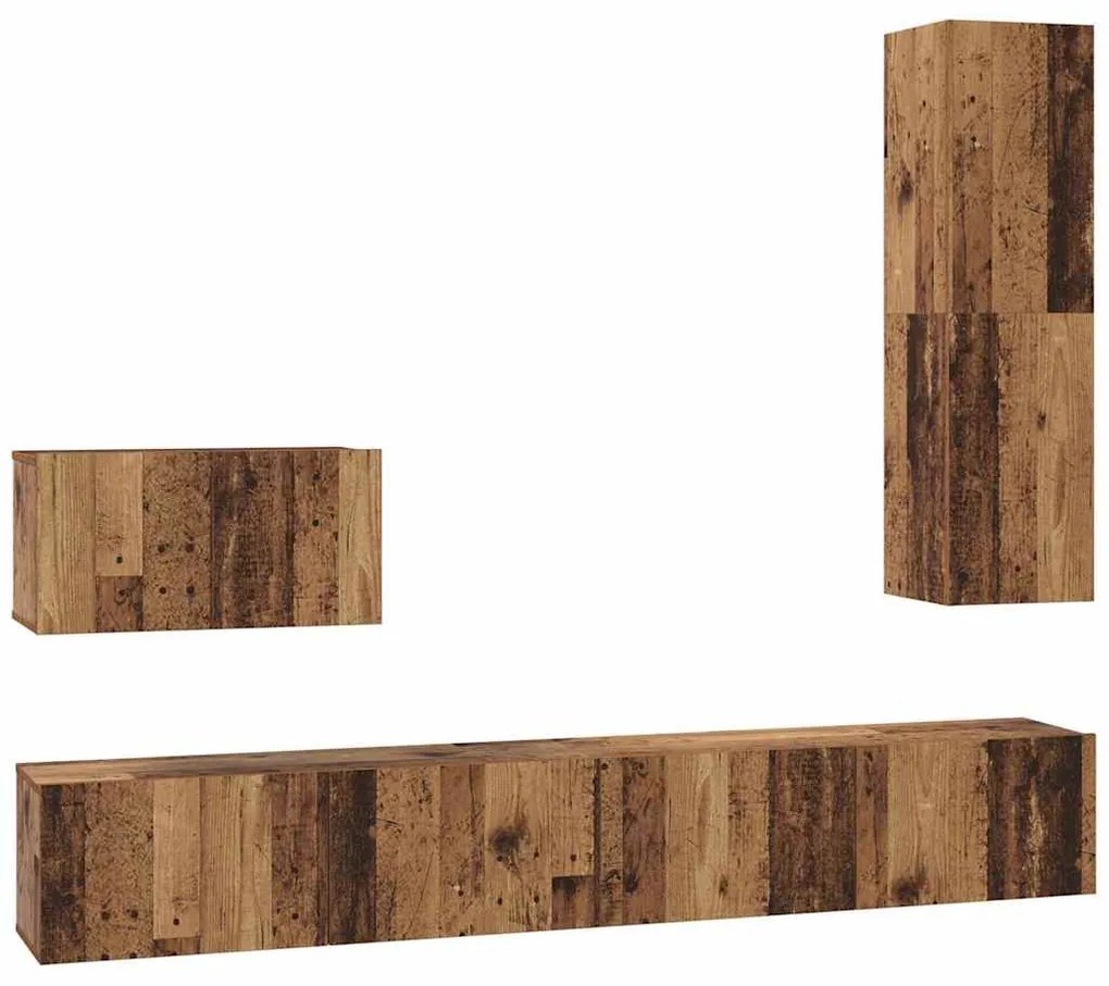 Conjunto de Estantes para TV 4 pcs Madeira antiga Médio