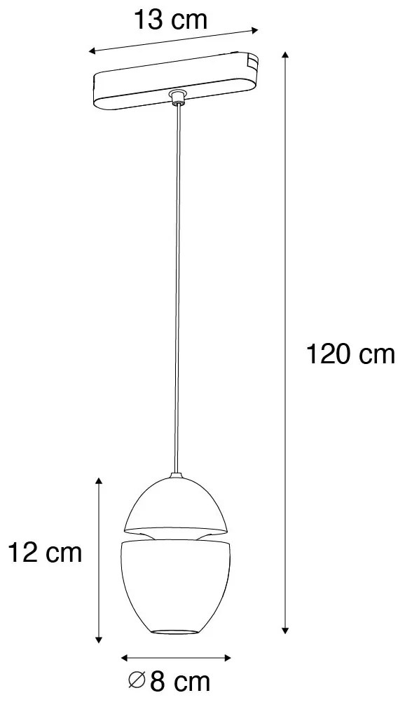 Candeeiro suspenso preto moderno para sistema de calha monofásico incluindo LED - Magnetic Eggy Moderno