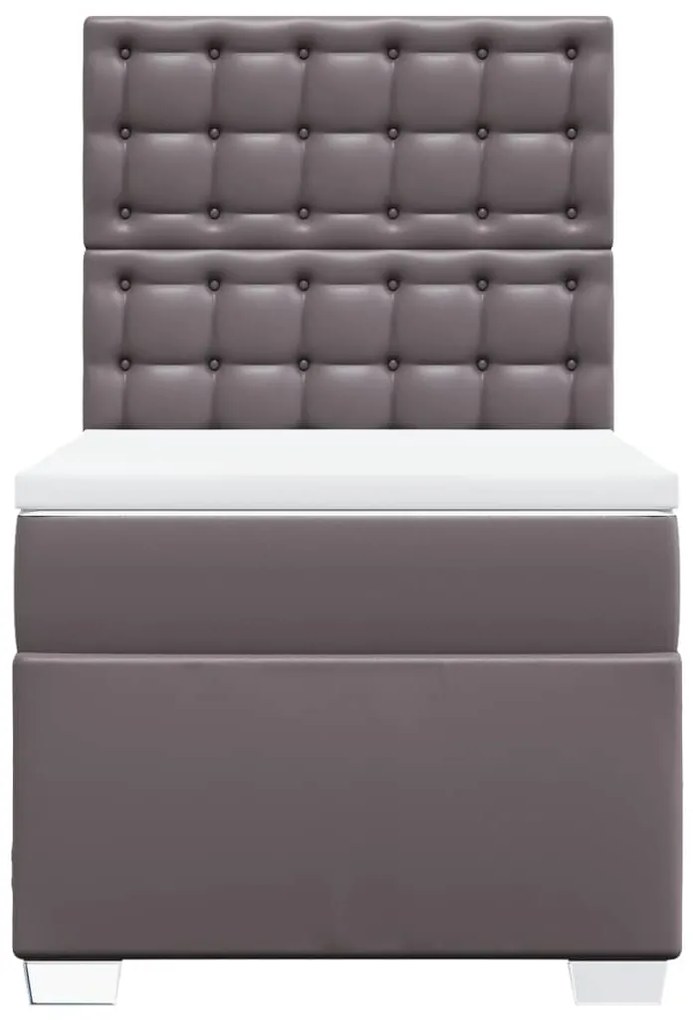 Cama com molas/colchão 90x200 cm couro artificial cinzento