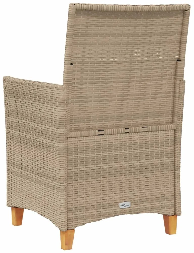 Cadeiras de jardim c/ almofadões 2 pcs vime PE/madeira bege
