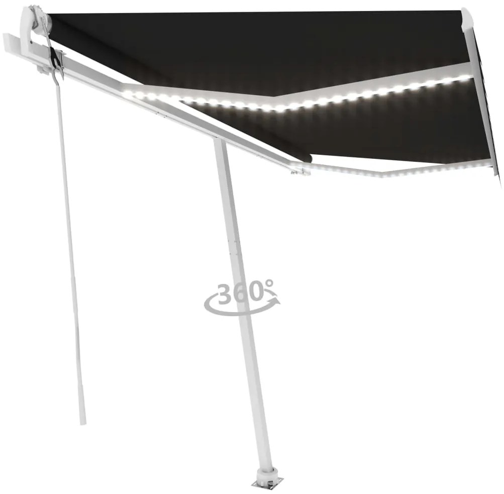 Toldo automático com LED e sensor de vento 400x300 cm antracite