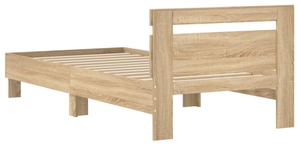 Cama sem colchão com cabeceira 90x200 cm carvalho sonoma