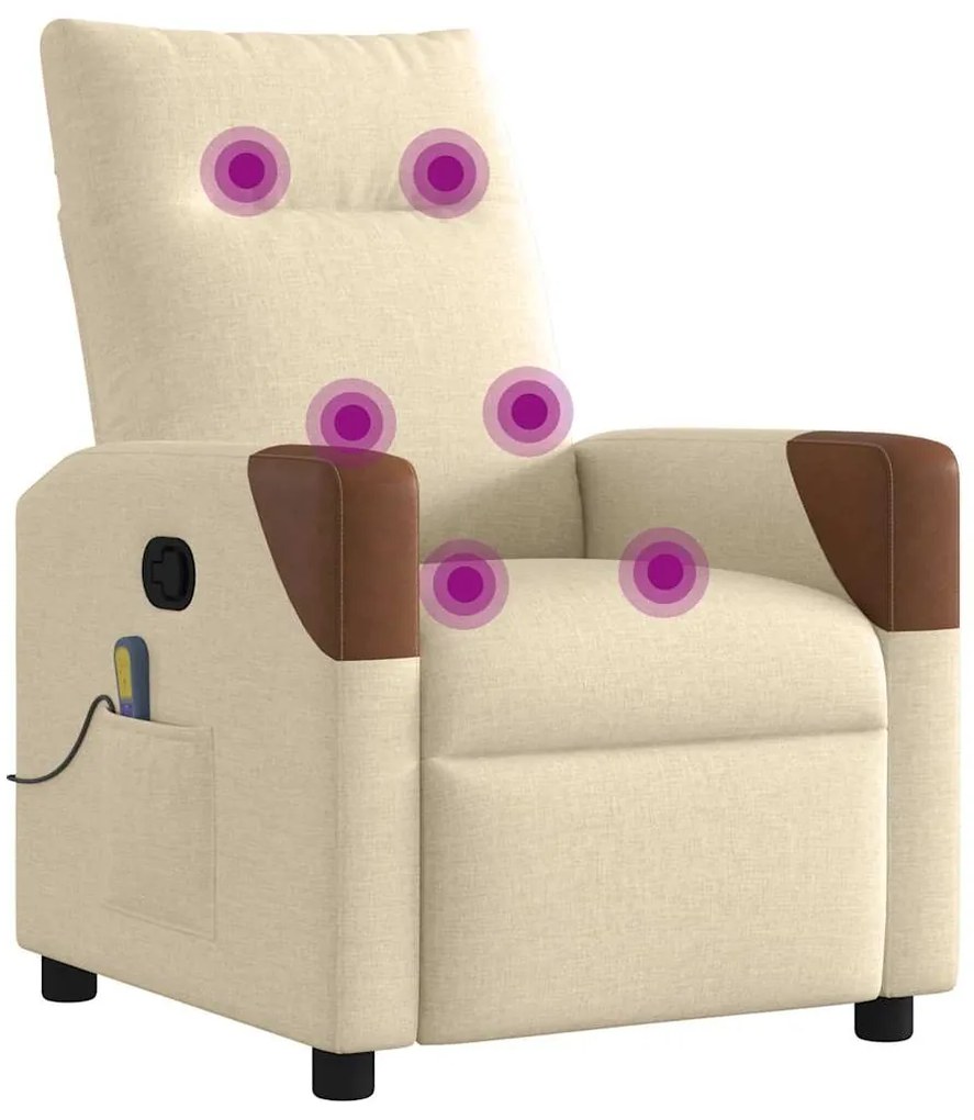 Poltrona de massagens reclinável tecido cor creme