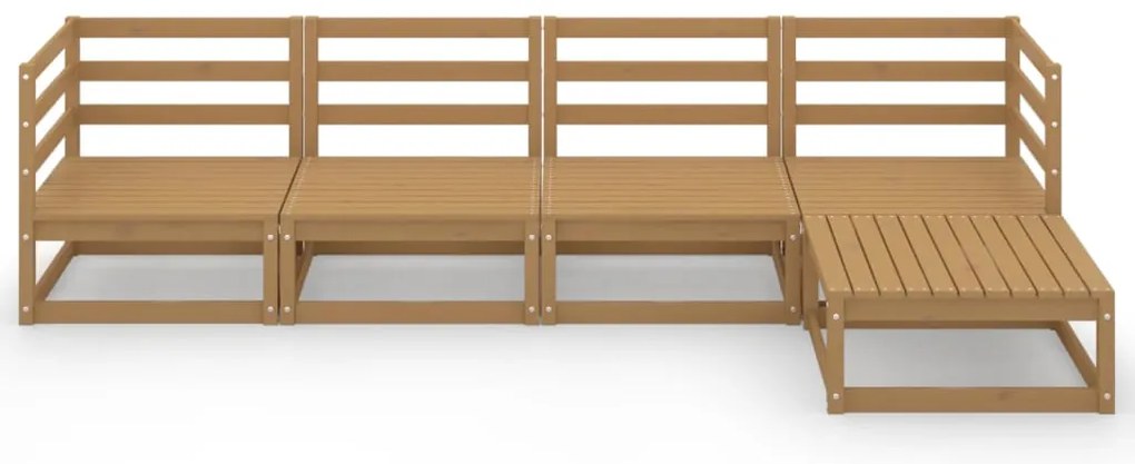 5 pcs conjunto lounge de jardim pinho maciço castanho mel
