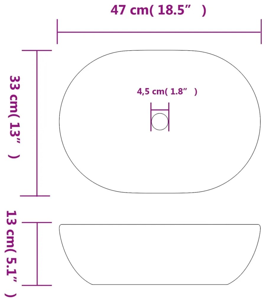 Lavatório de bancada oval 47x33x13 cm cerâmica preto e laranja