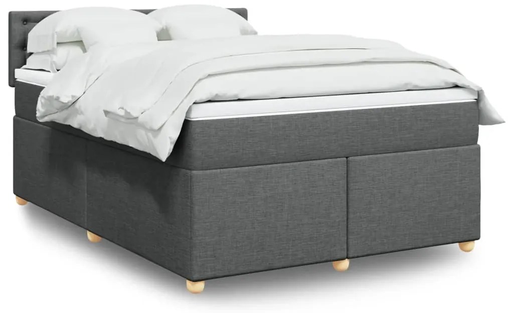 vidaXL Cama com molas/colchão 140x190 cm tecido cinzento-escuro