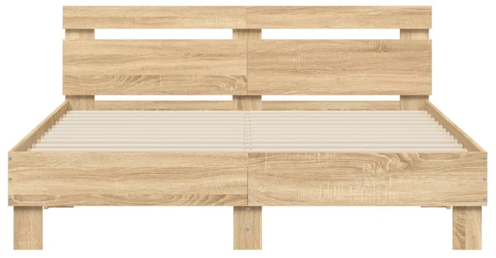 Estrutura cama c/ cabeceira/luzes LED 140x200cm carvalho sonoma